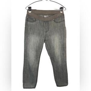 Chico’s Platinum Women’s Pants Pull On Jean Style Distressed Fabric Gray